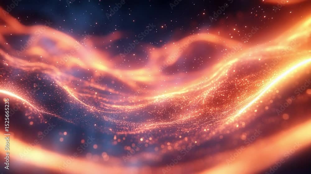 Poster abstract energy flow: a mesmerizing abstract image featuring vibrant orange and blue energy flows, r