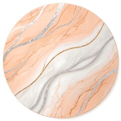 Abstract Peach Marble with Subtle Silver Swirls