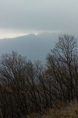 View from the mountain to the city in autumn