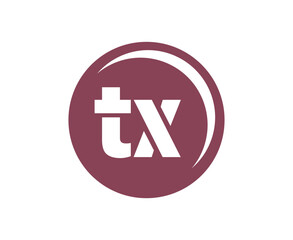 TX sport emblem or team logotype. Ball logo with a combination of Initial letter T and X for balls shop, sports company, training, club badge.