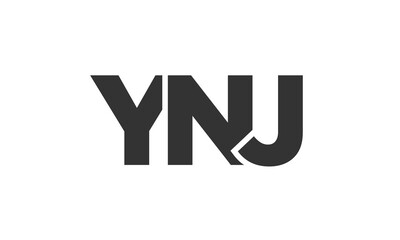 YNJ logo design template with strong and modern bold text. Initial based vector logotype featuring simple and minimal typography. Trendy company identity.
