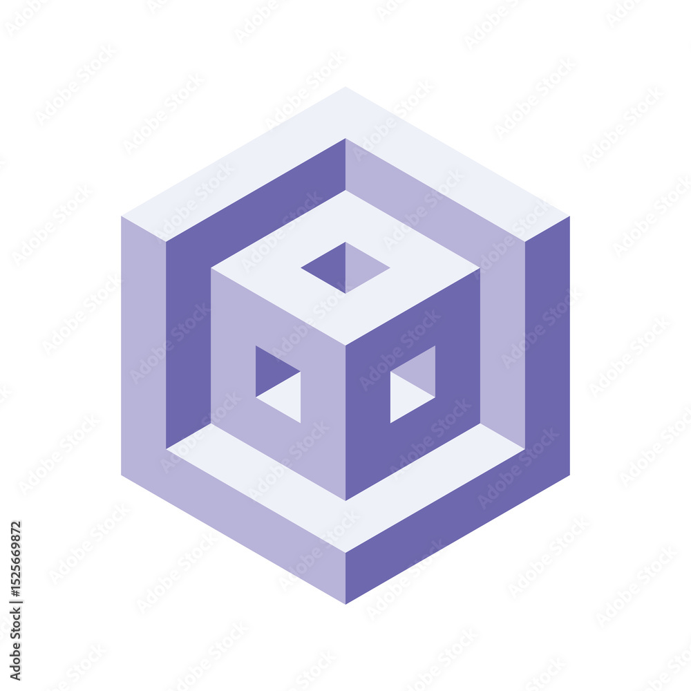 Poster abstract isometric cube design. a captivating visual metaphor for depth, complexity, and innovation.