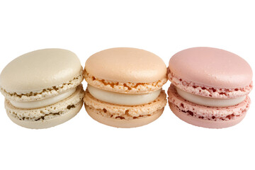 colorful macaroons on white background