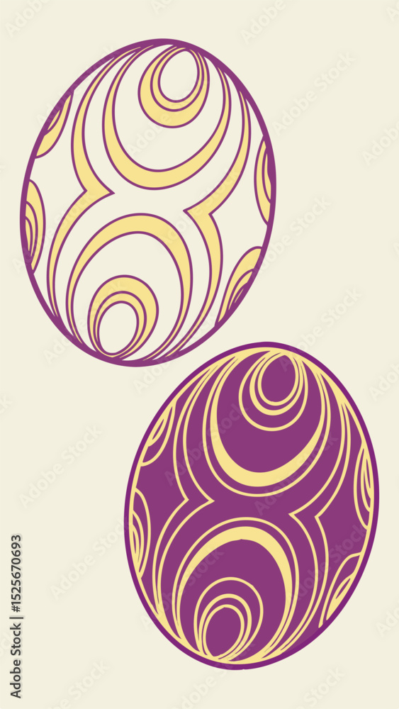 Poster two abstract decorative circle designs with swirls and unique pattern on white background