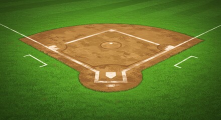 Baseball field diamond illustration on green grass