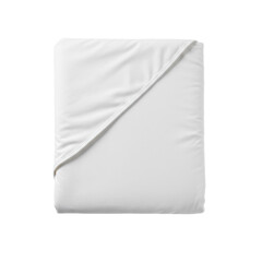 A single white weighted blanket cover with soft fabric texture, precisely presented on a seamless transparent studio background with shadowless lighting and sharp focus, commercial product photography