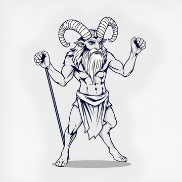 Greek mythology creature satyr vector flat illustration