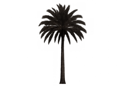 Photorealistic 3d palm tree rendering, transparently isolated, ready for seamless digital design compositing and graphic integration