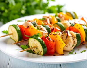 Grilled skewers with colorful vegetables