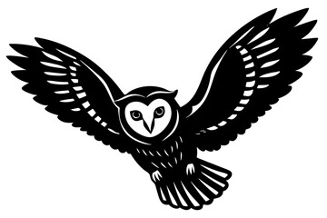 Obraz premium Barn Owl in Flight Vector Silhouette