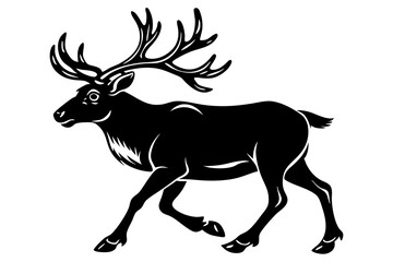 Obraz premium Caribou Running in Tundra Vector Silhouette