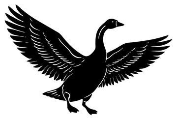 Fototapeta premium Goose with Wings Spread Vector Silhouette