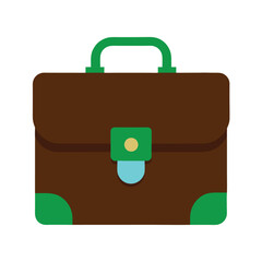 Single green clasp briefcase icon professional business portfolio graphic