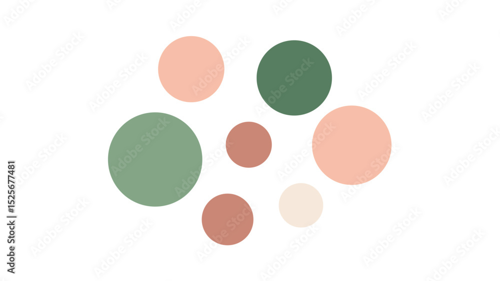 Poster abstract composition of colored circles in various sizes on a transparent background