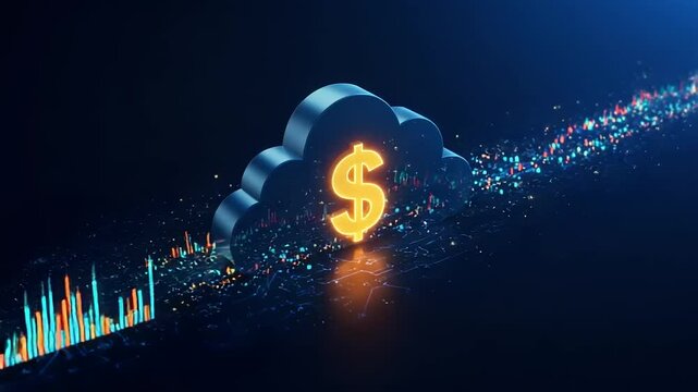 Cloud computing with a dollar sign symbolizing data storage and financial growth concept - Powered by Adobe