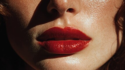 Naklejka premium Woman's glossy red lips