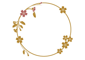 シンプルな桜の花の円フレームイラスト