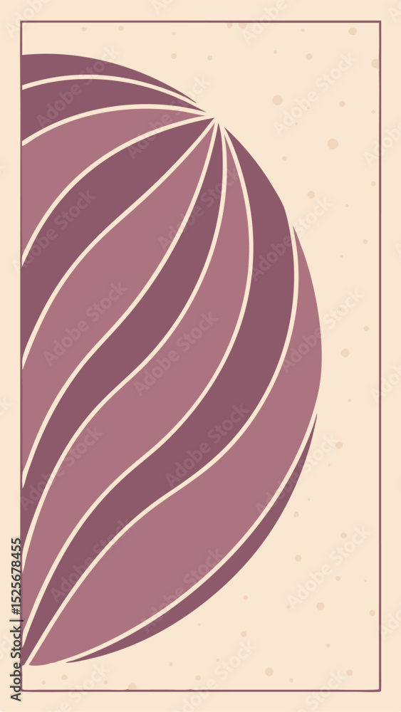 Poster abstract design with half-circle and gradient stripes on a cream colored background