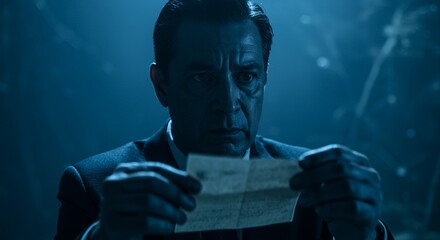 The Enigma of the Blue Hour: A Man Contemplates a Mysterious Note