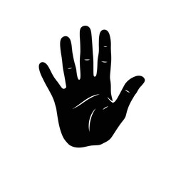 Fototapeta premium Human palm, hand vector icon design with stroke line. Front side hand vector, silhouette.