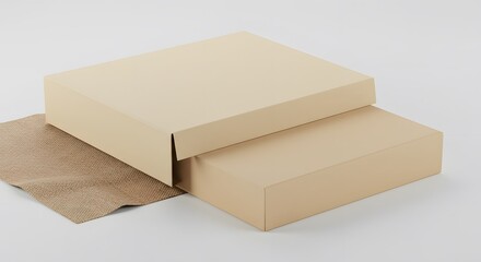 Unboxing Brown Cardboard Box Mockup: Open Shipping Box, Packaging and Unpacked Parcel on White Background