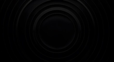 Abstract Black Background with Dark Concentric Circles and Ripple Texture