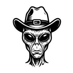 Alien Cowboy Head Vector Illustration
