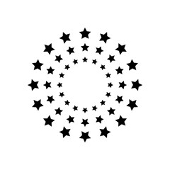 Concentric circles with star borders isolated on white background. Prize, success or award print. Starry rings emblem template. Vector graphic illustration.