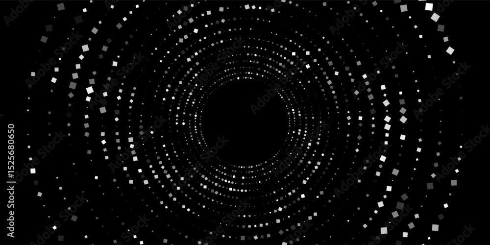 Poster 3d gray circles techno background. big data visualization on dark space with dotted lines shape effe