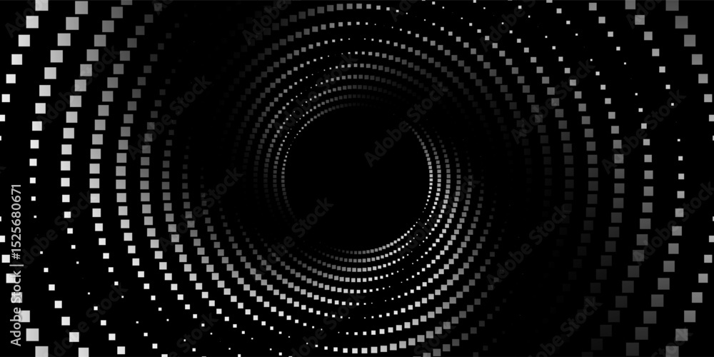 Poster 3d gray circles techno background. big data visualization on dark space with dotted lines shape effe