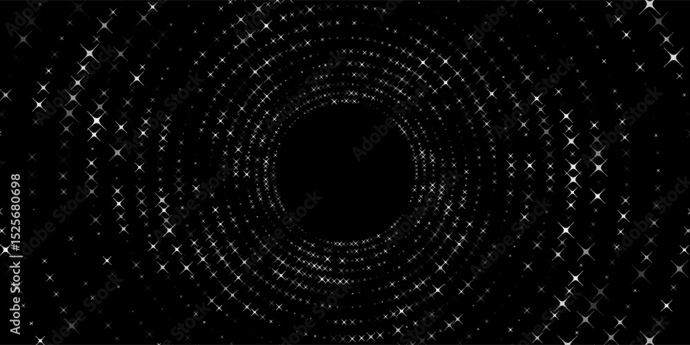 Poster 3d gray circles techno background. big data visualization on dark space with dotted lines shape effe