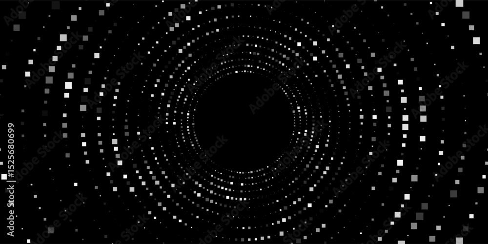 Poster 3d gray circles techno background. big data visualization on dark space with dotted lines shape effe