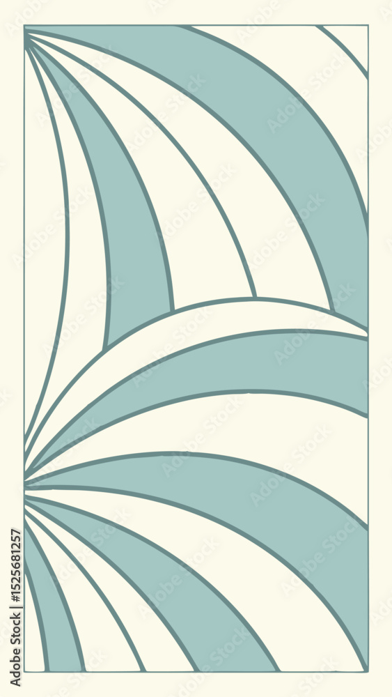 Poster abstract geometric design featuring teal and cream arcs on a white transparent background