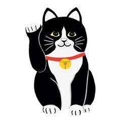 A cartoon black lucky cat isolated 