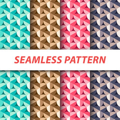 Collection of Seamless Geometric Patterns: Teal, Brown, Pink, and Gray