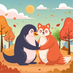 Couple Animal Sets – Penguins holding hands, sloths cuddling, foxes hugging.
