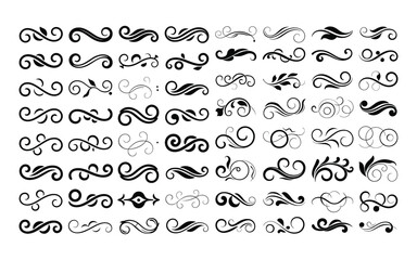 Elegant Assortment of Ornate Swirls and Decorative Flourishes for Embellishments and Classic Design Elements