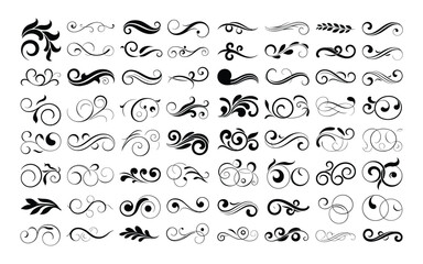 Elegant Assortment of Ornate Swirls and Decorative Flourishes for Embellishments and Classic Design Elements