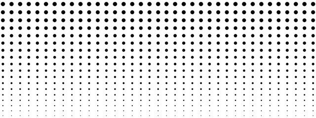 Dotted pattern. Background with halftone gradient effect. Abstract geometric print with different sized round shapes. Perforated texture. Wallpaper with holes. Vector graphic illustration.