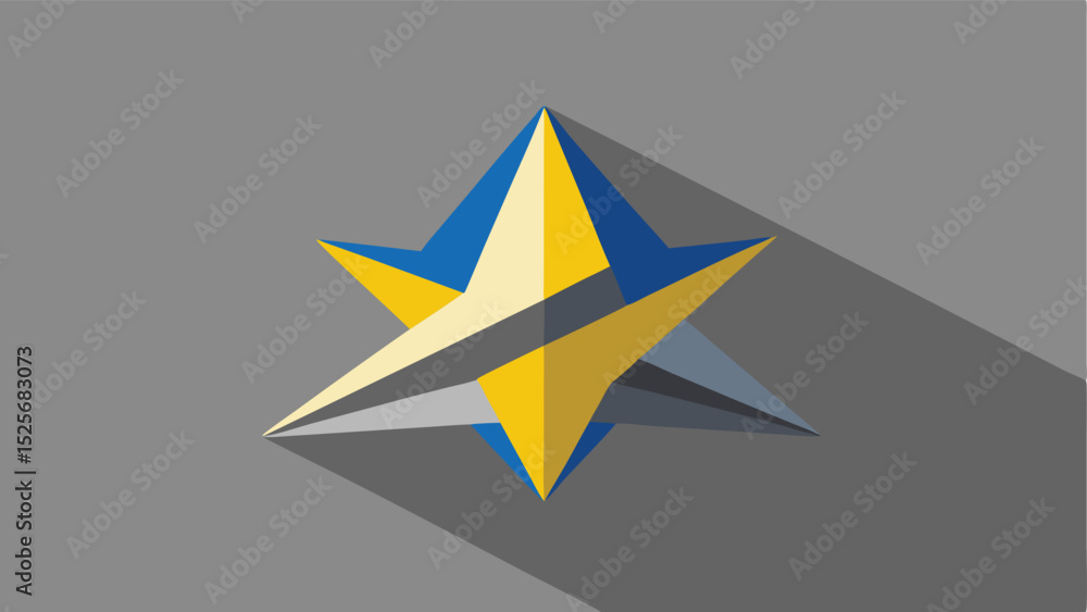 Poster abstract geometric star design with dynamic color scheme and long shadow element