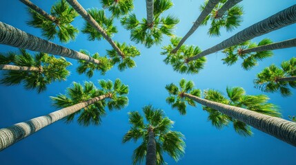 Naklejka premium Palm trees against vibrant blue sky
