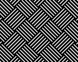 Wicker basket texture. Crossed straight stripes pattern. Parallel and perpendicular lines background. Abstract geometric print. Simple fabric structure. Vector graphic illustration.