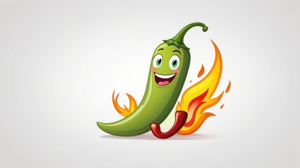 Naklejka premium Spicy Chili Pepper Cartoon Character Illustration Flaming Hot Design