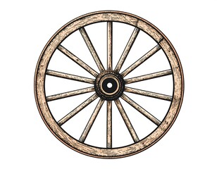 Vintage wooden wagon wheel