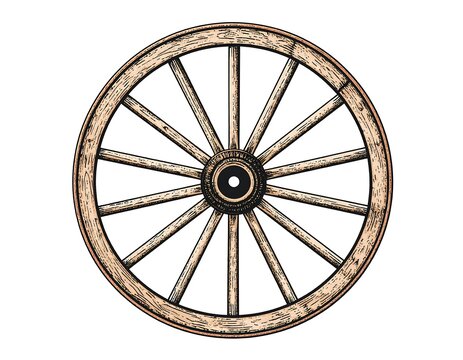 Vintage wooden wagon wheel