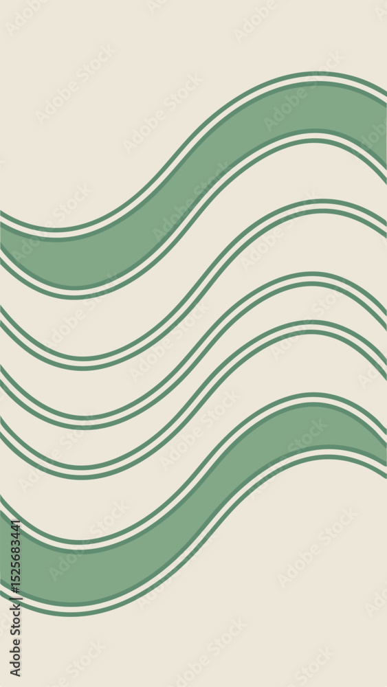 Poster abstract green wave pattern with white lines creating a seamless modern design