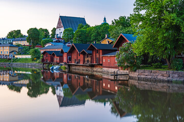 Obraz premium Beautiful landscape at sunset. Porvoo. Finland