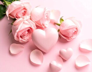 Pink roses and hearts