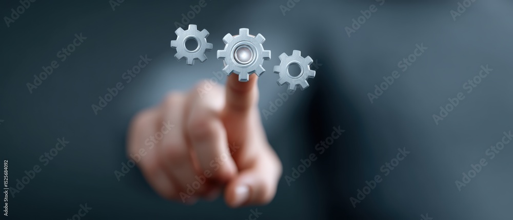 Poster automation progress business strategy office environment digital interaction close-up viewpoint conc