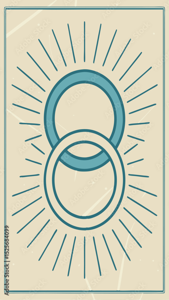 Aufkleber abstract illustration of overlapping circles surrounded by sunburst rays on transparent background